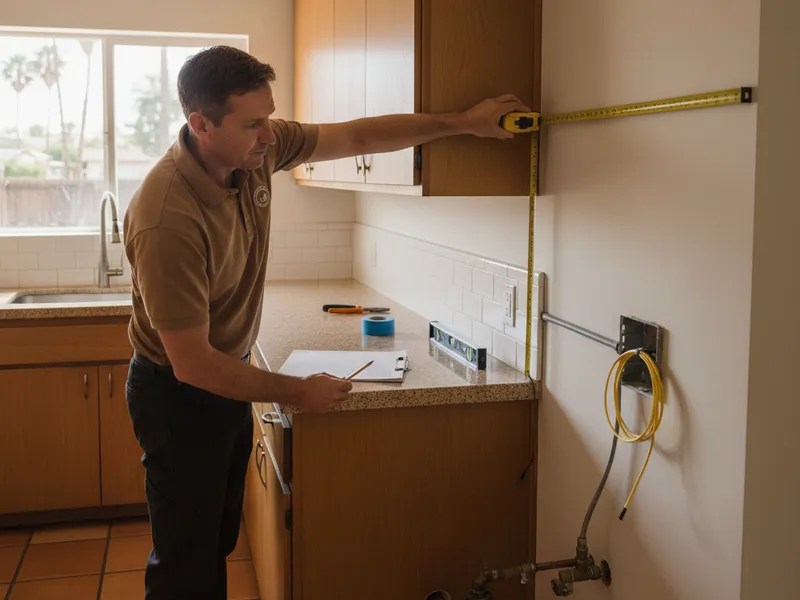 A homeowner draws a kitchen floor plan on graph paper ahead of a remodel